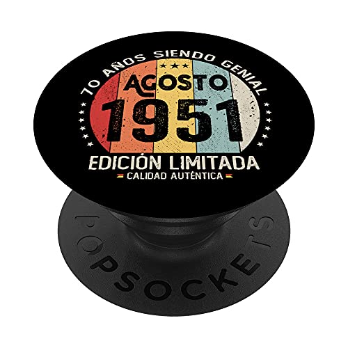 Regalo 70 años Cumpleaños Hombre Mujer - Agosto 1951 PopSockets PopGrip Intercambiable