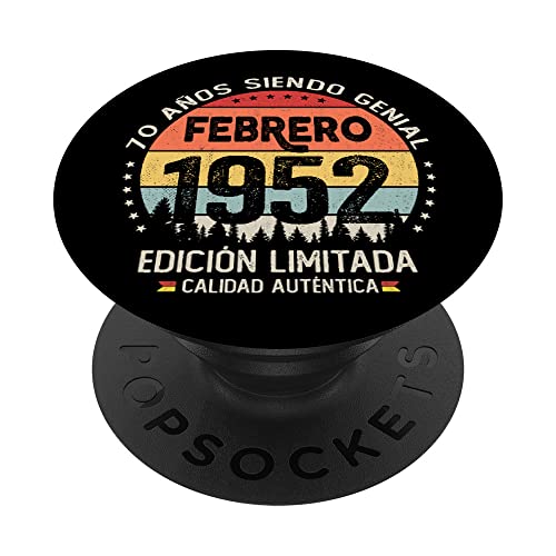 Regalo 70 años Cumpleaños Hombre Mujer - Febrero 1952 PopSockets PopGrip Intercambiable