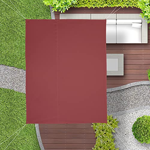 Relaxdays Toldo Vela Rectangular, Repelente al Agua, Protección UV, con Cuerdas, Terraza, Balcón, VAR. Tamaños, Caoba, Rojo amarronado, 3,5 x 4,5 m