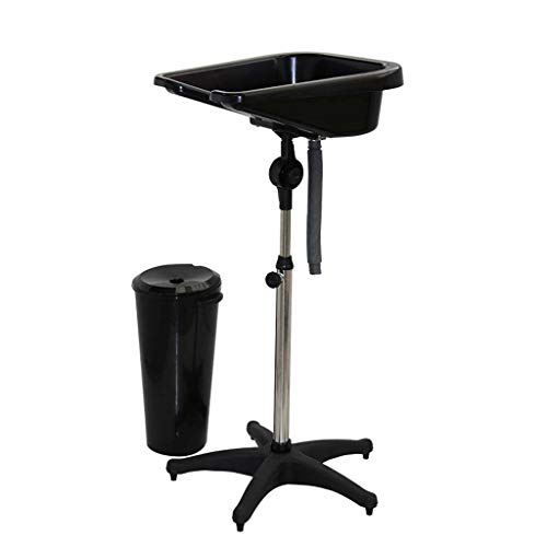 RFC Lavabo portátil para champú Levantamiento y rotación Lavabo para Lavabo SPA Champú Herramienta para peluquería Carro con Cubo, Negro