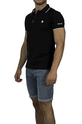 Roberto Cavalli FSR687JD064 - Polo para hombre, color negro Negro S