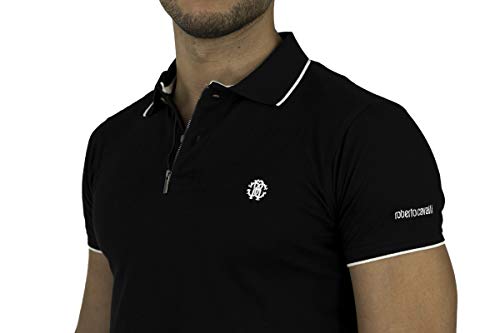 Roberto Cavalli FSR687JD064 - Polo para hombre, color negro Negro S