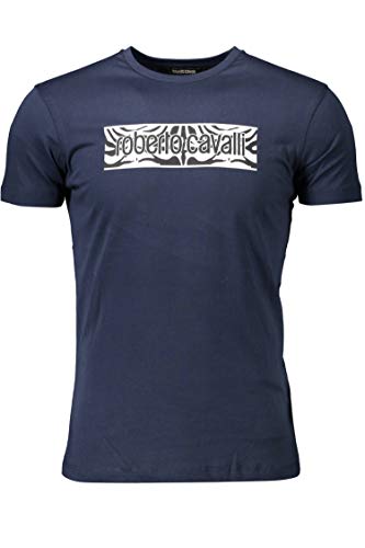 Roberto Cavalli HST60E - Camiseta de manga corta para hombre Azul 04926 Navy S