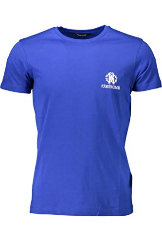 Roberto Cavalli HST61F - Camiseta de manga corta para hombre Azul 03030 Bluette S