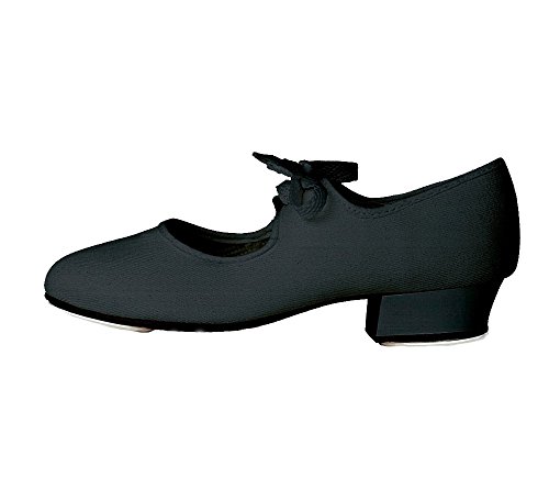 Roch Valley LHC - Zapatos de claqué de tela (tacón bajo), negro, 4 UK / 37 EU