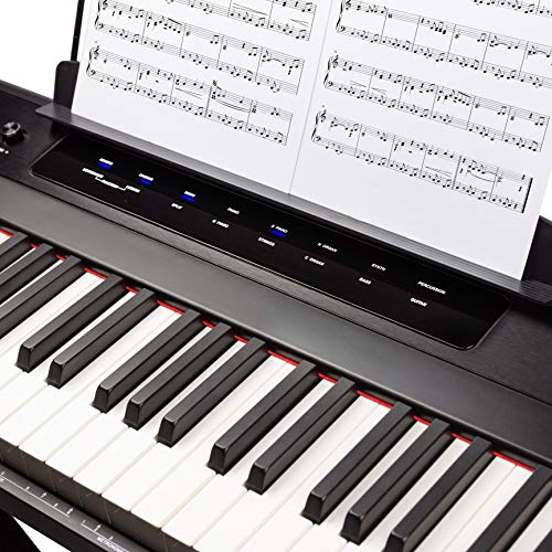 RockJam Teclado de piano digital para principiantes Piano con teclas semipesadas de tamaño completo, Soporte de música, Fuente de alimentación y altavoces incorporados