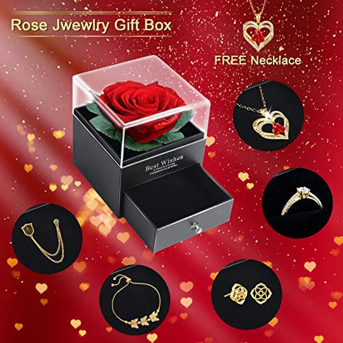 Rosa Eterna Regalos para Mujer, Regalo de Originales Cumpleaños Aniversario, Cajas Joyas con Collares Regalos para Mama Novia Pareja, San Valentín