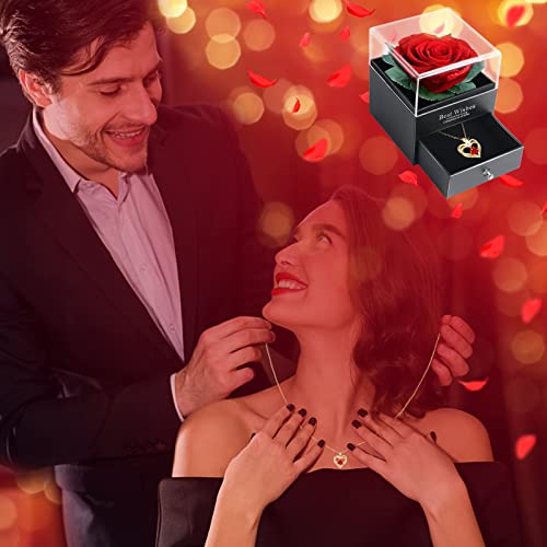 Rosa Eterna Regalos para Mujer, Regalo de Originales Cumpleaños Aniversario, Cajas Joyas con Collares Regalos para Mama Novia Pareja, San Valentín