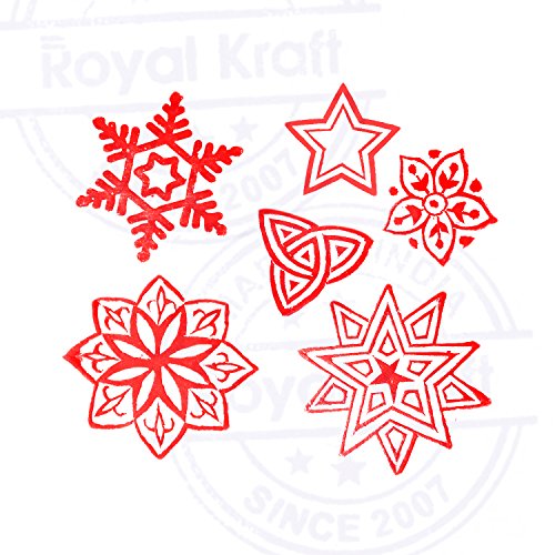 Royal Kraft Henna Imprenta Bloque Creativo Estrella Diseños Madera Sellos (Set de 6)