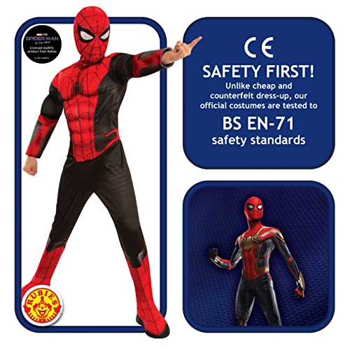 Rubies Disfraz oficial de Marvel Spider-Man No Way Home Deluxe para niños, color negro y rojo, vestido de superhéroe para niños, edad mediana