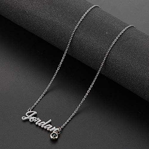 RWQIAN Collar Nombre Personalizado Colgante con Piedra de Nacimiento Plata Rosa Oro Collar Ajustable para Mujeres Hombres Chicas Regalos de Cumpleaños…