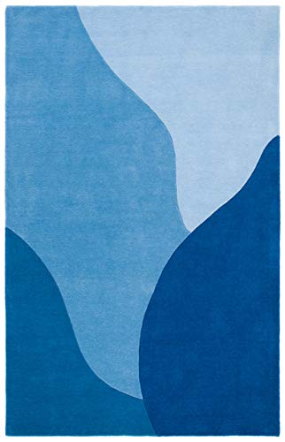 SAFAVIEH Fifth Avenue Collection FTV117M Handmade Mid-Century Modern Abstract New Zealand Wool Entryway Living Room Foyer Bedroom Accent Area Rug 3' x 5' Blue