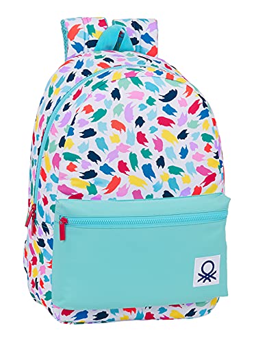 Safta Mochila Escolar de Benetton Brochitas, 300x140x460 mm, Multicolor