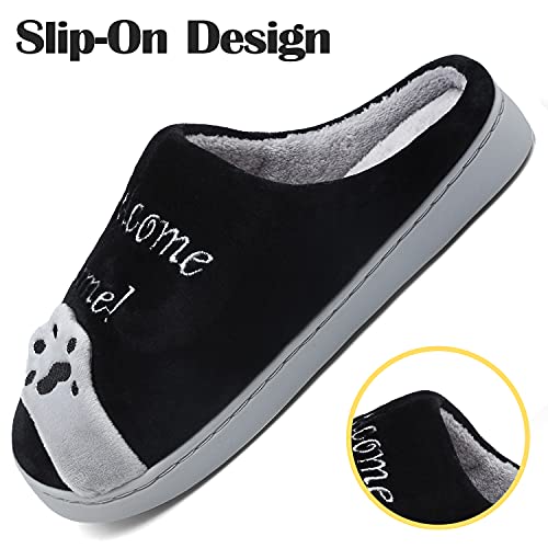 SAGUARO Invierno Zapatillas con Cálido Forrado Mujer Antideslizante Planas Slippers Hombre Mulliditas Confortable Zapatilla Suave Ligero, Negro 41/42 EU=42/43 CN