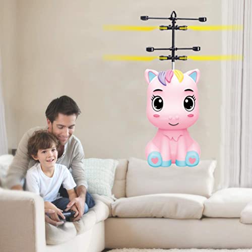 SanCiYu Cartoon Pony Flying Toys, Flying Fairy Drone para niños Control Manual Flying Horse Helicóptero con Luces LED de Colores, Inducción infrarroja Mini Drone operado a Mano