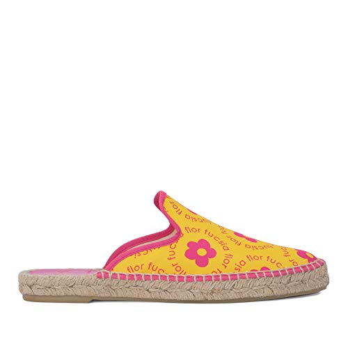 Sandalia Mujer Amarillo Flor Fucsia talla 39 2,15 cms