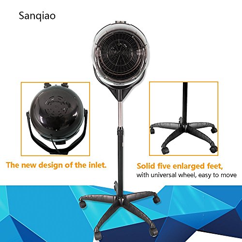 Sanqiao Profesional Campana Casco Secador de Pelo Secador de Peluqueria con Capucha y Tripode Negro 950W