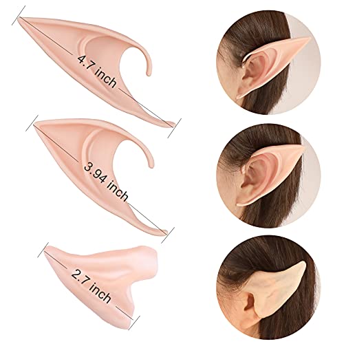 SAVITA Elf Ears Cosplay Máscaras Fake Latex Elf Fairy Ears Accesorios para Halloween Costume Party Favor (3 Pares)