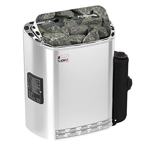 SAWO Scandia 9,0 kW Calefactor eléctrica para sauna; con mandos de funcionamiento incorporados (NB modelo); Multi-Voltaje: ya sea monofásico 230V o trifásico 400V; Carcasa de acero inoxidable