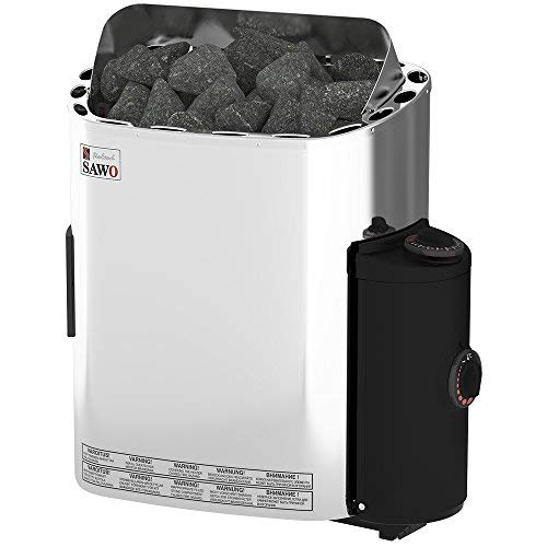 SAWO Scandia 9,0 kW Calefactor eléctrica para sauna; con mandos de funcionamiento incorporados (NB modelo); Multi-Voltaje: ya sea monofásico 230V o trifásico 400V; Carcasa de acero inoxidable