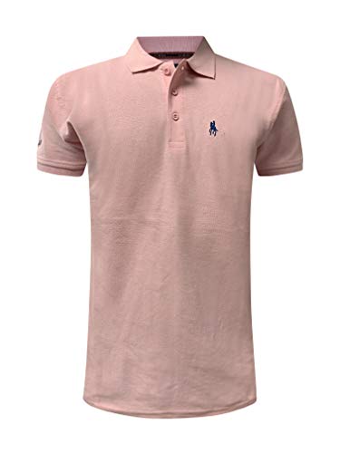 S&C Basic Polo Manga Corta Hombre Regular Fit (Rosa Claro, XL)