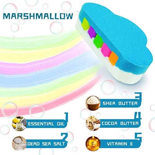 SCENTORINI 10 Bombas de Sal de Baño Naturales Orgánicas, Bomba de Nubes de Arco Iris Hecha a Mano, Aceites Esenciales, Spa Burbujeante para Set de Regalo para Niños