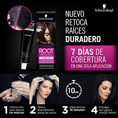 Schwarzkopf Root Retouch - Retoca Raíces duración 7 días, Cubre Canas 7 day fix, Tono Castaño Natural