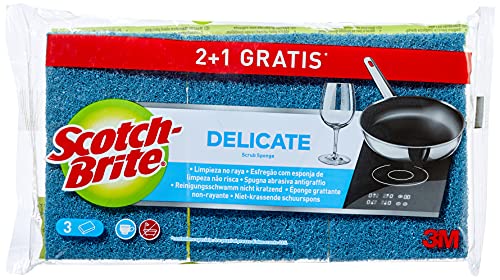 Scotch-Brite Estropajo Laminado Universal, Azul-No Raya, 3 Unidad, 3