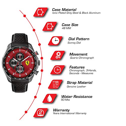 Scuderia Ferrari Reloj analógico para Hombre. de Cuarzo con Correa en Cuero 0830650