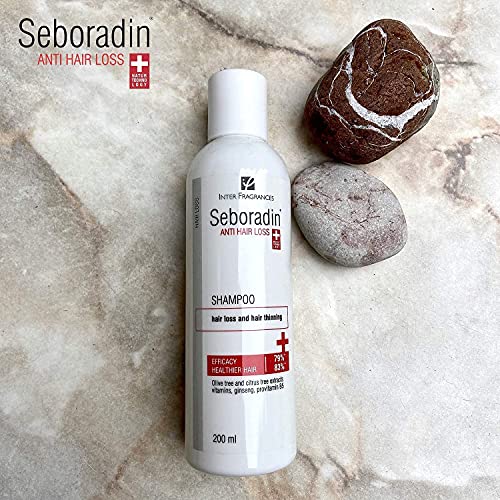 Seboradin Caída del Cabello y Adelgazamiento del Cabello Champú para Hombres y Mujeres con Vitaminas y Extractos Naturales para el Espesamiento y el Crecimiento Tecnología Natura Suiza, 200 ML