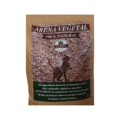 Secpell Arena de Pellets Vegetal para Gatos Compostable y Biodegradable Lecho para Mascotas Natural (25 litros, 9 kg)