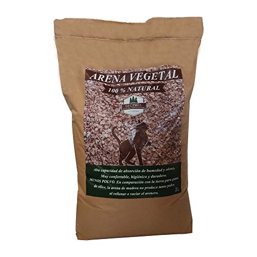 Secpell Arena de Pellets Vegetal para Gatos Compostable y Biodegradable Lecho para Mascotas Natural (25 litros, 9 kg)