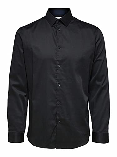 SELECTED HOMME Slhslimflex-Park LS B Noos-Camiseta Camisa, Negro, S para Hombre