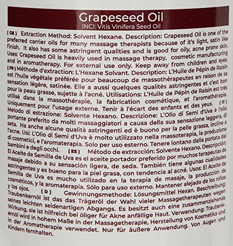 Semilla De Uva Aceite Portador - 1 Litro - 100% Puro