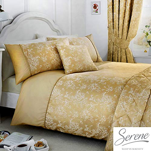 Serene - Jasmine - Cortinas confeccionadas con Forro de lápiz con Lazos - 167 x 182 cm de Ancho x 182 cm de caída (167 x 182 cm), Color Dorado champán