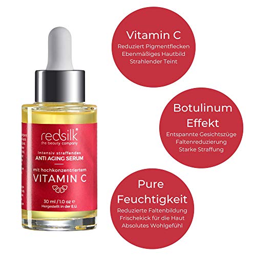 Sérum reafirmante intensivo antienvejecimiento y antiarrugas para el rostro con efecto de vitamina C y botuliino de la marca Red Silk, adecuado para Dermaroller.