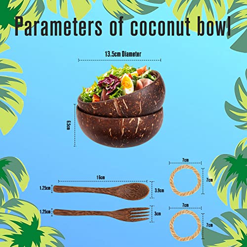 Set de Bol de Coco Natural con Cubiertos | 2 Piezas Bowl de Coco Natural | buddha bowl | Cuencos de Coco Naturales | Poke Bowl | Coconut Bowl | Bowl Desayuno | Cuenco de Madera | Regalos para Veganos