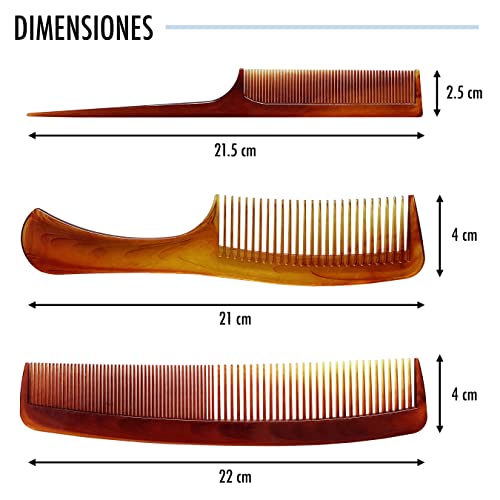 set de peines para todo tipo de pelo 3 Uds. De resina resistente al uso y al calor útil para barbero o peluquería, uso profesional