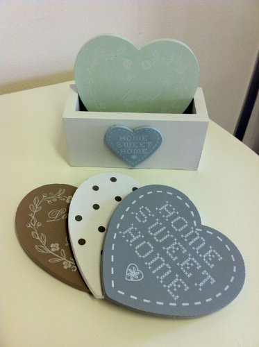 Set of love heart coasters by shabby chic & vintage