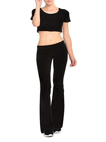 Sexy Dance Bootcut - Pantalones de yoga para mujer, pantalones de entrenamiento para mujer, pantalones de pierna ancha para deporte, gimnasio, trotar, correr, Mujer Niñas, negro, XL