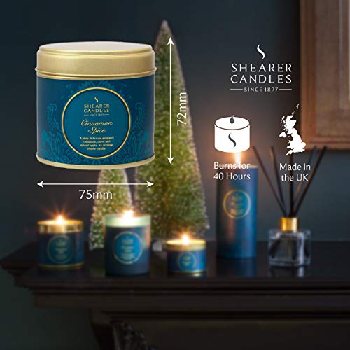 Shearer Candles Vela aromática pequeña en Lata, Canela y Especias, Color Verde Turquesa