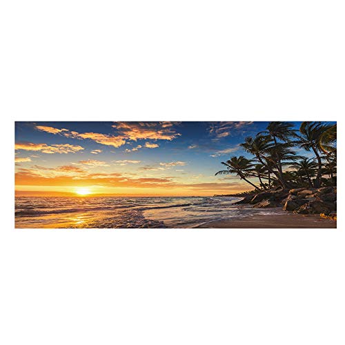 SHKJ Atardeceres Mar Natural Playa Coconut Palm Paisaje Arte de la Pared Imágenes Pintura Arte de la Pared para la Sala de Estar Decoración del hogar 20x60cm Sin Marco