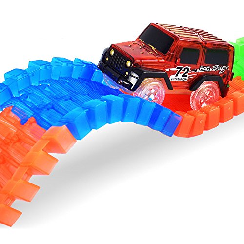 Shop-Story – Coche Magic para circuito mágico Tracks flexible luminoso fosforescente 4x4 color rojo