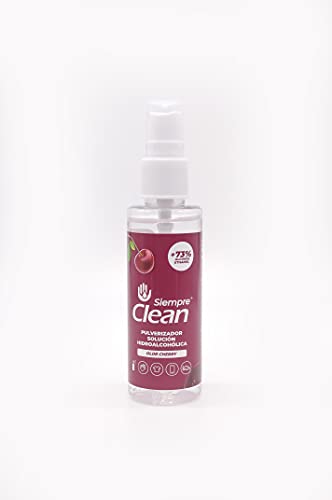 SiempreClean | Solución Hidroalcohólica Con Pulverizador | Higienizante Suave Con La Piel | 73% De Alcohol Etílico |, Perfume Cereza, 60 ml