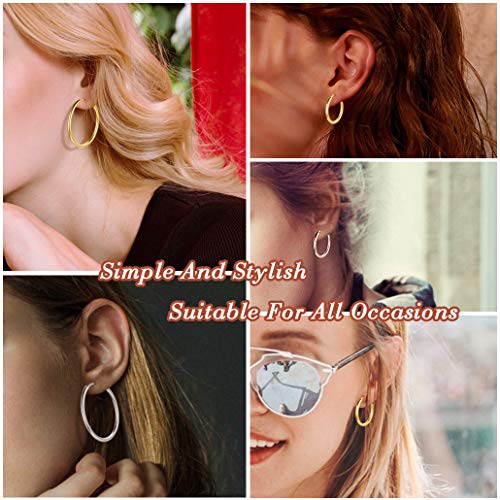 Silvora Pendientes Aros Chico 20mm Plata Pendientes Mujer Aros Pequeños Hombre