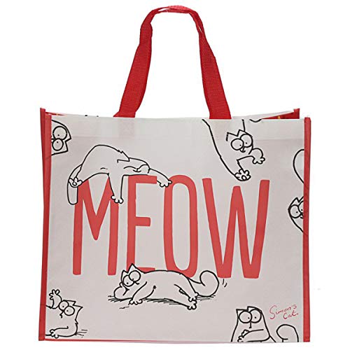 Simon's Cat Puckator NWBAG45 Meow Design - Bolsa de compras (tela, mixta), 33 cm de alto, 40 cm de ancho, 18 cm de profundidad, 18 cm