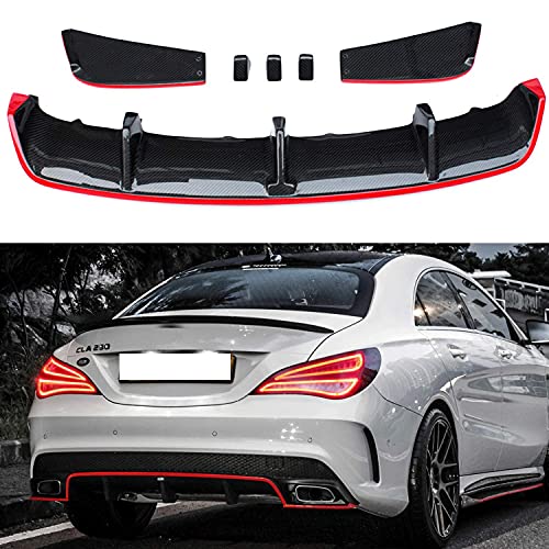 SIOM Alerón Difusor Trasero De Fibra De Carbono con Línea Roja Adecuado para Mercedes Benz Cla Class W117 Sport Edition 2013-2016 Cla45 Amg 2013-2016