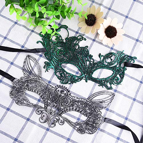 SIQUK 20 Piezas Máscara de Mascarada de Encaje Máscaras Venecianas Máscaras de Encaje para Fiesta de Noche Fiesta de Baile de Soltera Fiesta y Disfraces, 9 Colores