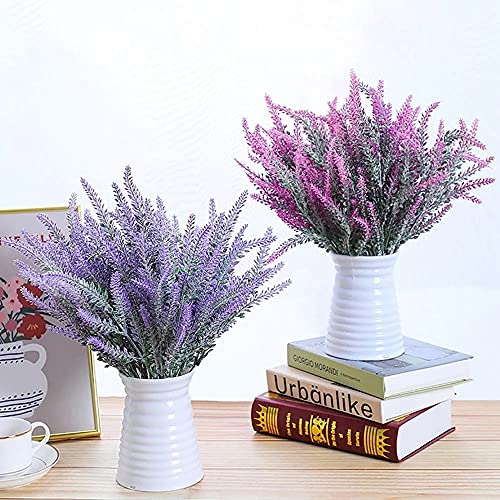 SJUNJIE 4 Paquetes de Lavanda Fucsia Ramo de Flores Artificiales Falsa Seda púrpura Lavanda terraza Mesa balcón Planta jardín decoración del hogar casa Flor Fiesta Boda