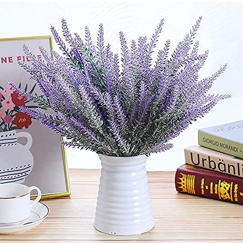 SJUNJIE 4 Paquetes de Lavanda Fucsia Ramo de Flores Artificiales Falsa Seda púrpura Lavanda terraza Mesa balcón Planta jardín decoración del hogar casa Flor Fiesta Boda